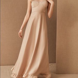 NWT Tara ruffle satin dress blush pink from Anthropologie BHLDN size 0 W…